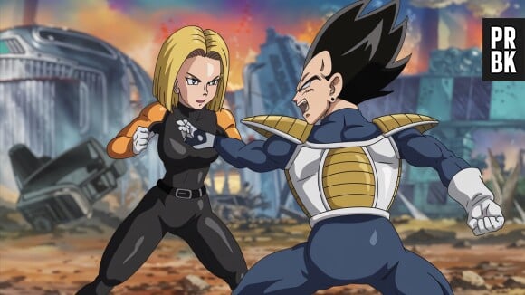 Scarlett Johansson en C-18 face à Vegeta.