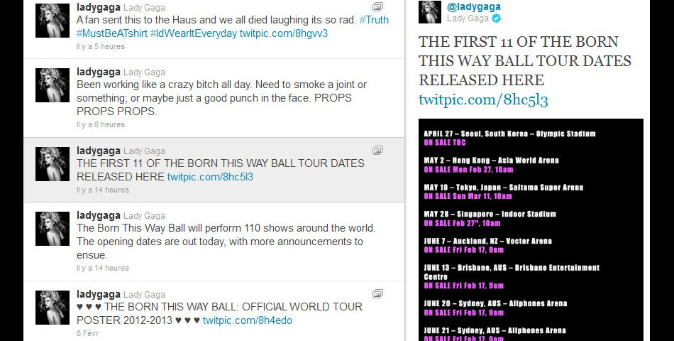 Lady GaGa lâche des infos sur son Twitter