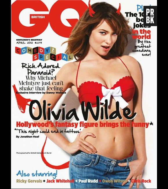 Olivia Wilde pose avec un soutien-gorge Victoria's Secret en couverture du GQ UK du mois d'avril 2012