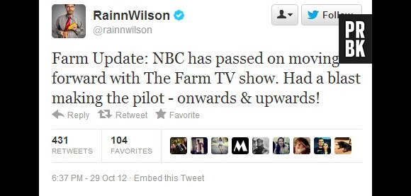 Rainn Wilson affirme qu'il n'y aura pas de série The Farm