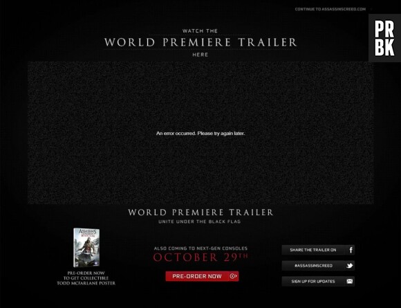 La date de sortie d'Assassin's Creed 4 lâchée sur le site officiel par erreur