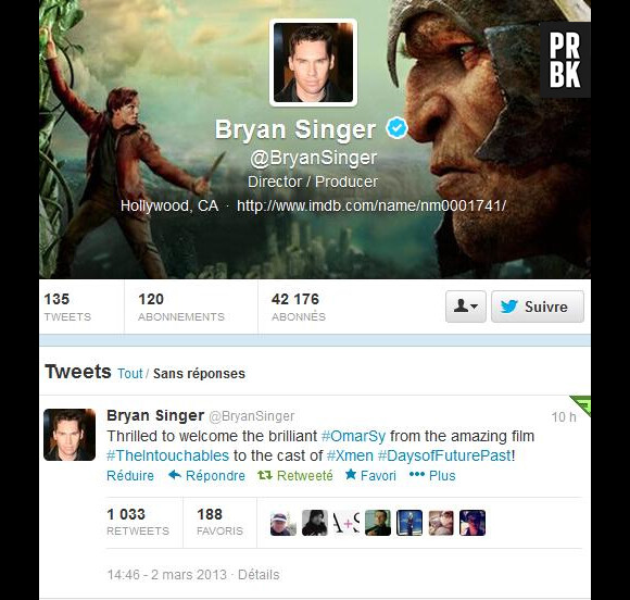 Le réalisateur Bryan Singer a annoncé la nouvelle sur Twitter.