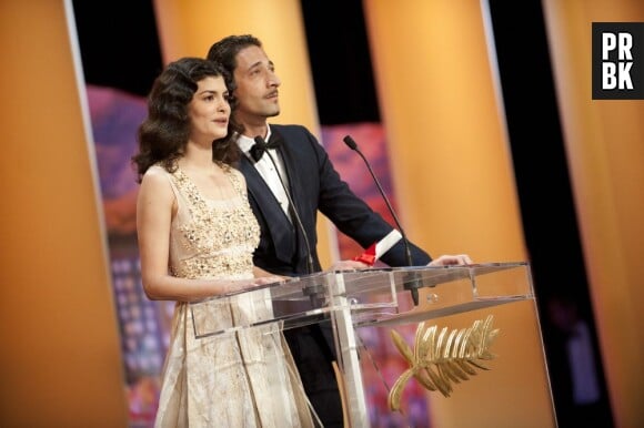 Audrey Tautou et Adrien Brody lors du Festival de Cannes 2012