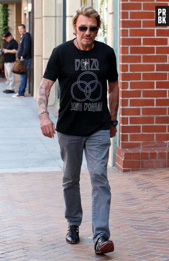 Johnny Hallyday dans les rues de Los Angeles, en avril 2013
