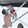 Lionel Messi, Antonella Roccuzzo et leur petit Thiago, lundi 8 juillet 2013 en Espagne