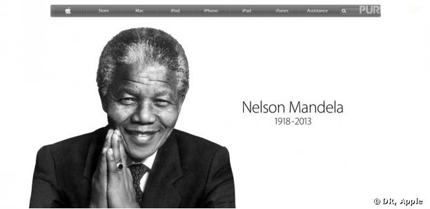 Nelson Mandela en Une du site Apple, le 10 décembre 2013