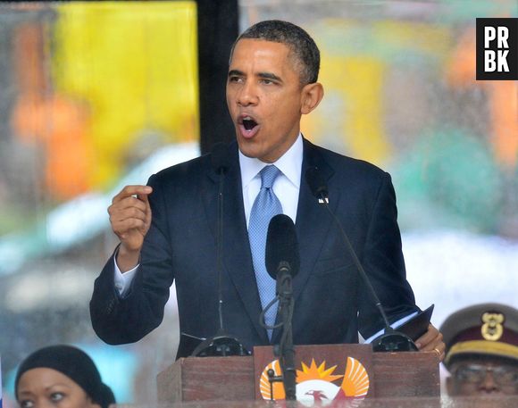 Barack Obama à la cérémonie d'hommage à Nelson Mandela, le 10 décembre 2013 à Soweto