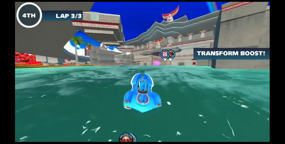 Test de Sonic &amp;amp; All-Stars Racing Transformed sur iOS et Android : les véhicules peuvent se transformer en bateau