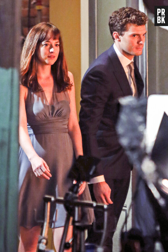 Fifty Shades of Grey : Jamie Dornan et Dakota Johnson sur le tournage à Vancouver, le 17 janvier 2014