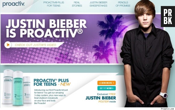 Justin Bieber dans une publicité Proactiv en 2011