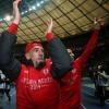 Franck Ribéry et toute l'équipe du Bayern Munich fêtent leur victoire du championnat de foot allemand, le 25 mars 2014 dans l'Olympiastadion de Berlin