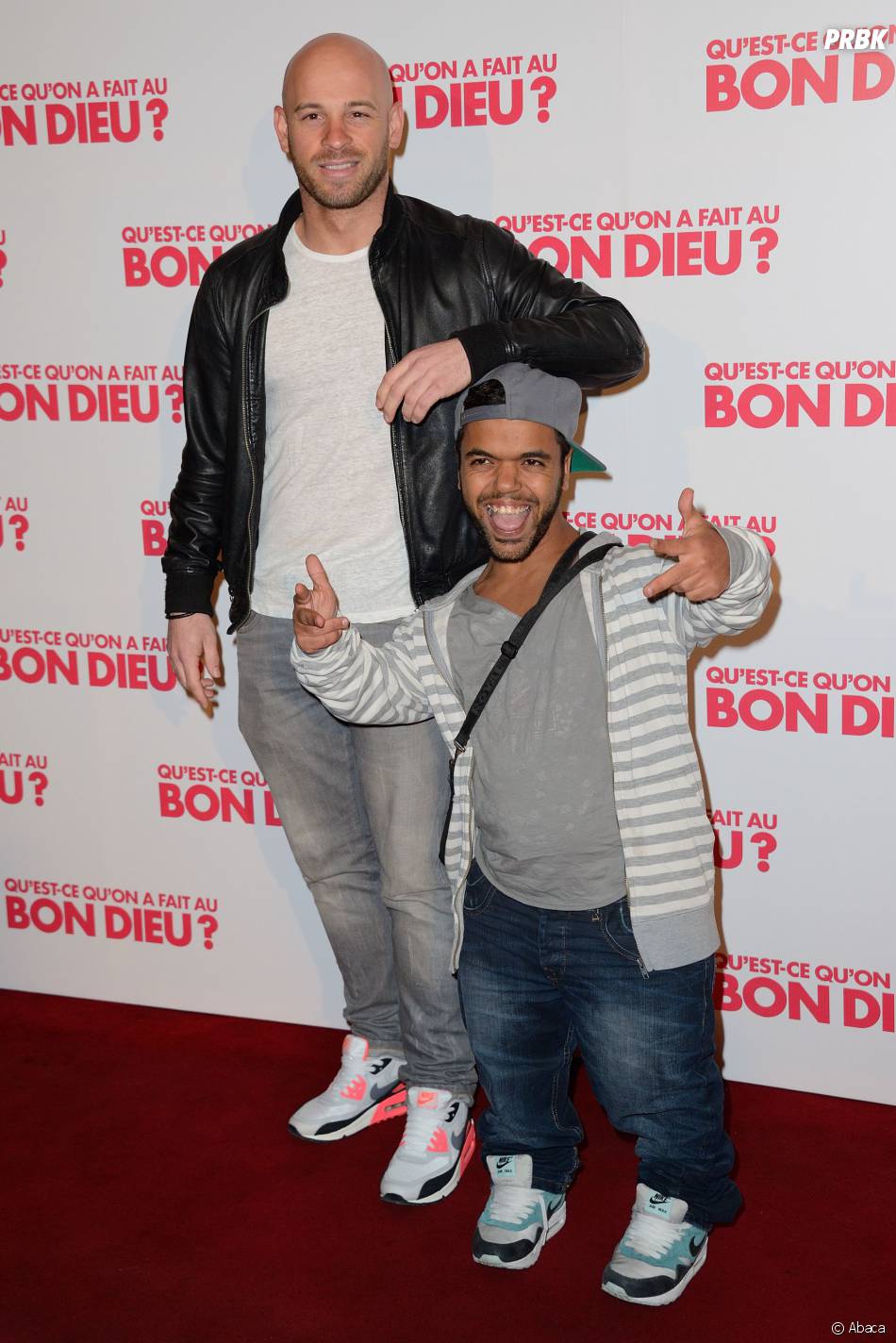 franck gastambide et anouar toubali a l avant premiere de qu est ce qu on a fait au bon dieu un film realise par philippe de chauveron au cinema le 16 avril 2014 purebreak