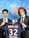  David Luiz et le pr&eacute;sident du PSG prennent la pose, le 7 ao&ucirc;t 2014 &agrave; Paris 