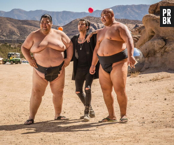 Zayn Malik (One Direction) entouré de sumos dans e clip de Steal My Girl