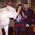 Leila Ben Khalifa et Aymeric Bonnery : couple complice lors d'une soirée au cirque Pinder, le 7 décembre 2014
