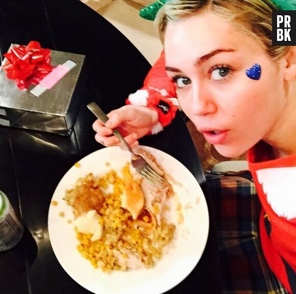 Miley Cyrus et son repas de Noël sur Instagram, le 25 décembre 2014