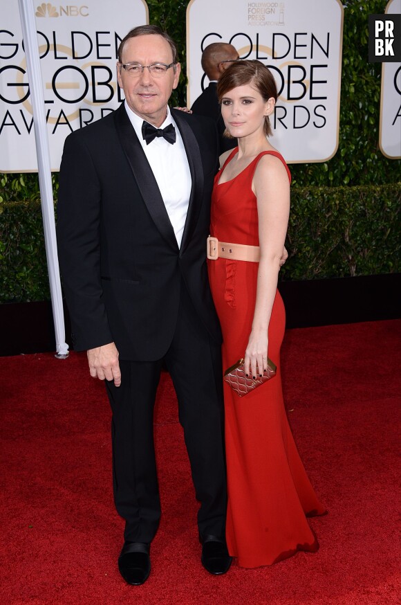 Kevin Spacey et Kate Mara sur le tapis-rouge des Golden Globes le 11 janvier 2015
