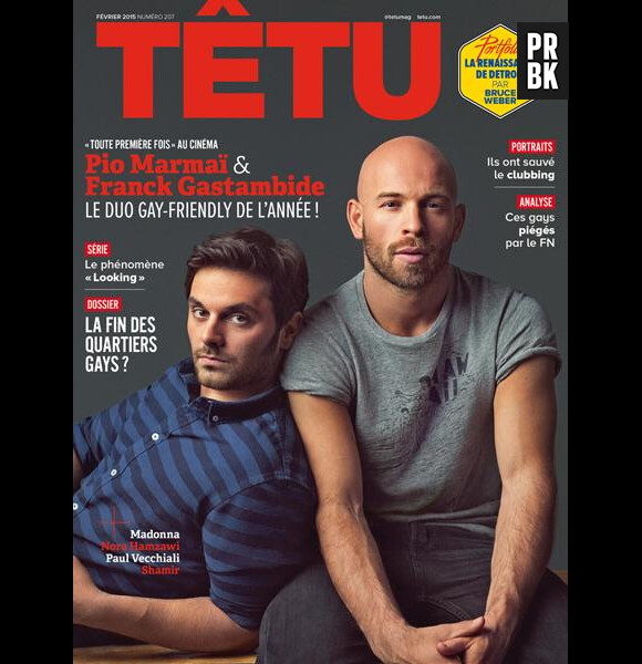 Franck Gastambide et Pio Marmaï en Une du magazine Têtu, numéro de février 2015