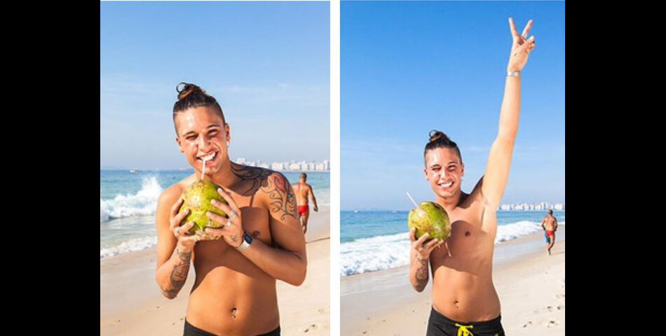 Eddy (Les Anges 7) prend la pose à la plage, au Brésil