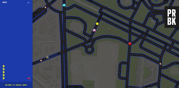 Google Maps cache le jeu Pac-Man