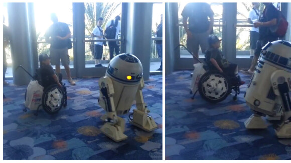Star Wars : un enfant en fauteuil roulant réalise son rêve : danser avec R2-D2 !