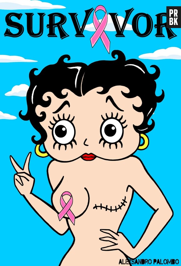 Betty Boop avec les cicatrices d'une ablation mammaire, un détournement de l'artiste AleXsandro Palombo qui sensibilise le public au cancer du sein.