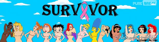 Des héroïnes de dessins animés avec les cicatrices d'une ablation mammaire, un détournement de l'artiste AleXsandro Palombo qui sensibilise le public au cancer du sein.