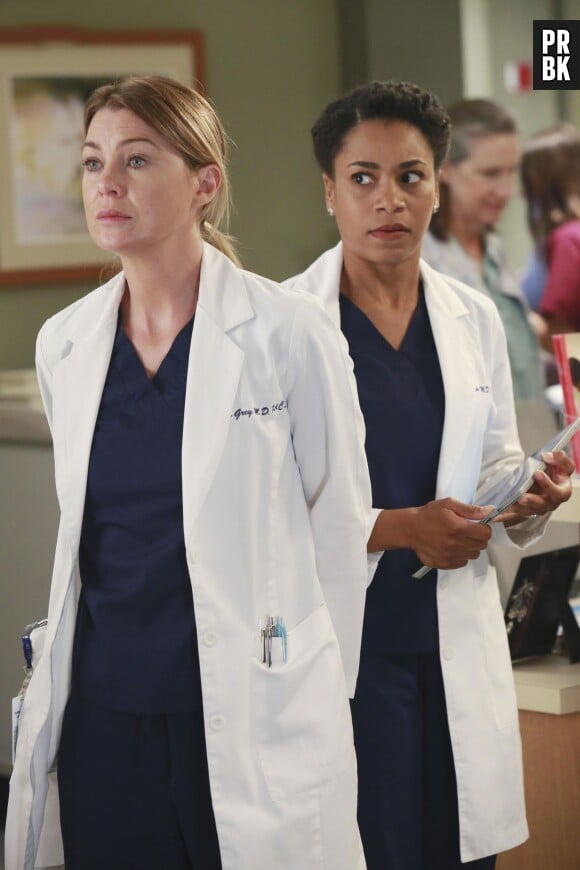 Grey's Anatomy saison 12, épisode 4 : Ellen Pompeo (Meredith) et Kelly McCreary (Maggie) sur une photo