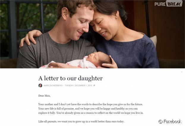 Mark Zuckerberg papa : pour la naissance de sa fille, le fondateur de Facebook donne 99% de ses actions à une fondation pour les enfants