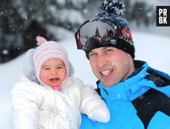 Princesse Charlotte et son papa le Prince William à la neige en février 2016