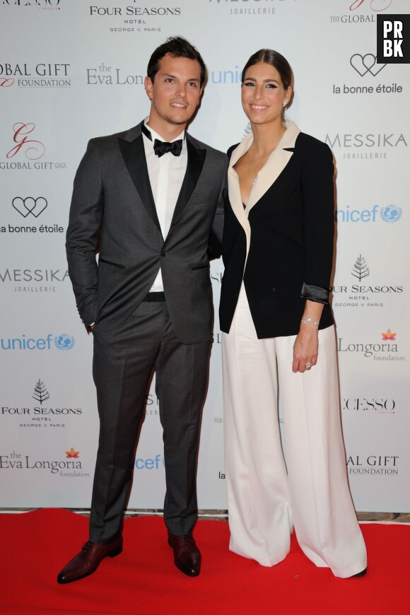 Laury Thilleman et Juan Arbelaez en couple au Global Gift Gala le 9 mai 2016 à Paris