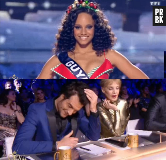 Amir craque pour Alicia Aylies pendant l'élection de Miss France 2017 le 17 décembre 2016