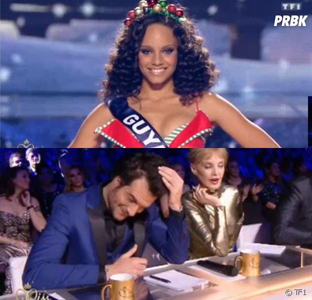 Amir craque pour Alicia Aylies pendant l'élection de Miss France 2017 le 17 décembre 2016