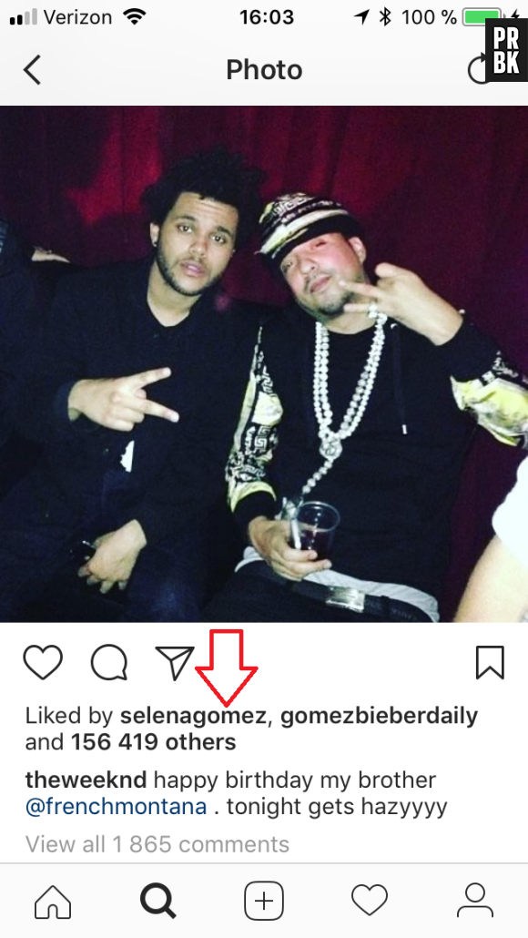 Selena Gomez like une photo de The Weeknd sur Instagram