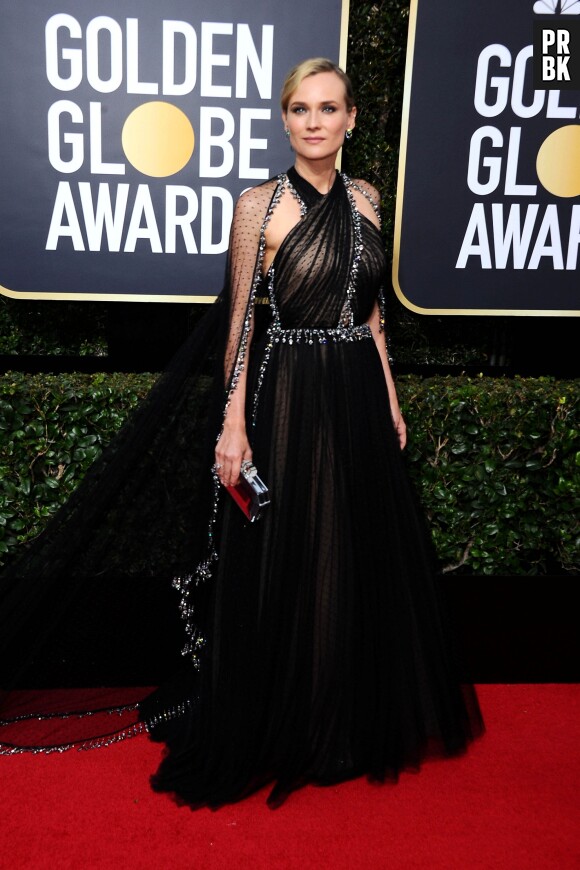 Diane Kruger sur le tapis rouge des Golden Globes 2018 le 7 janvier à Los Angeles