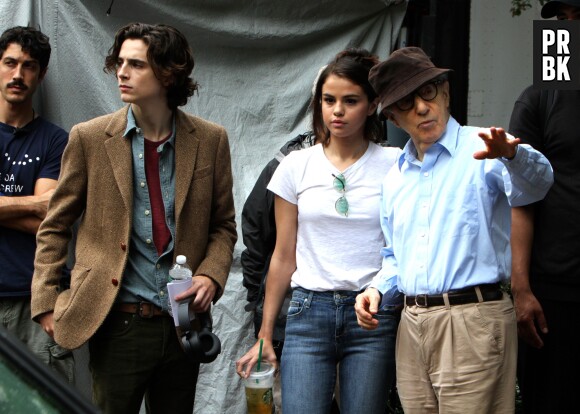 Selena Gomez, Timothée Chalamet et Woody Allen sur le tournage de A Rainy Day in New York