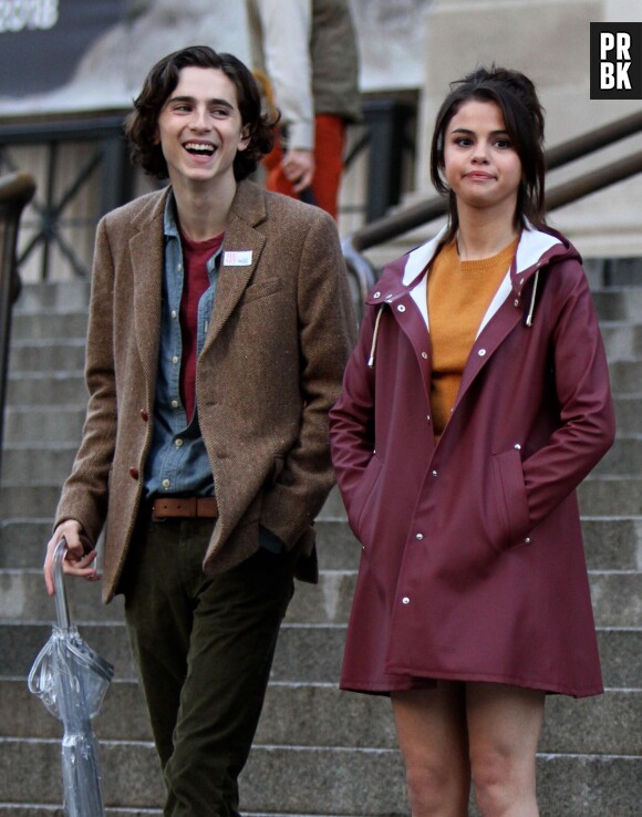 Selena Gomez et Timothée Chalamet sur le tournage de A Rainy Day in New York