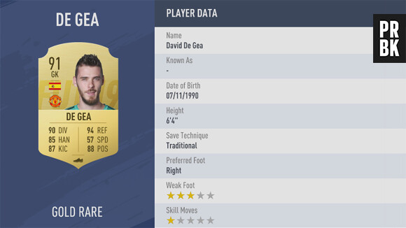 FIFA 19 : la note de David De Gea