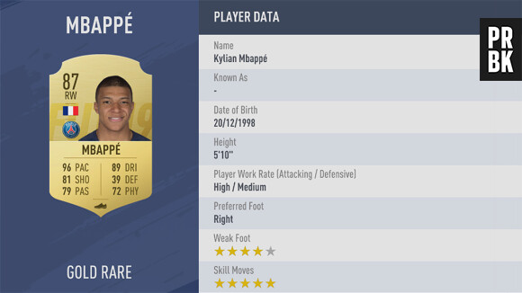 FIFA 19 : belle progression pour la note de Kylian Mbappé