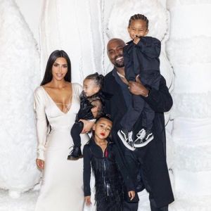 Kim Kardashian, Kanye West et leurs enfants North, Saint et Chicago lors du réveillon de Noël 2018