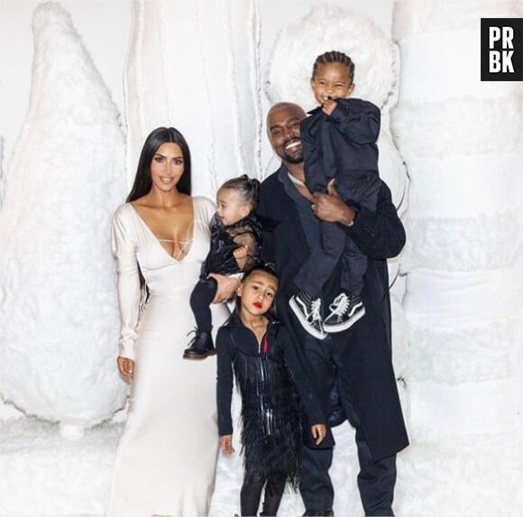 Kim Kardashian, Kanye West et leurs enfants North, Saint et Chicago lors du réveillon de Noël 2018