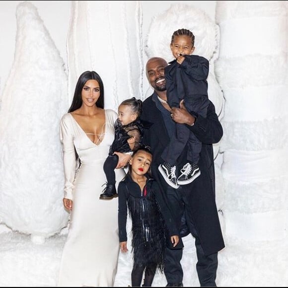 Kim Kardashian, Kanye West et leurs enfants North, Saint et Chicago lors du réveillon de Noël 2018