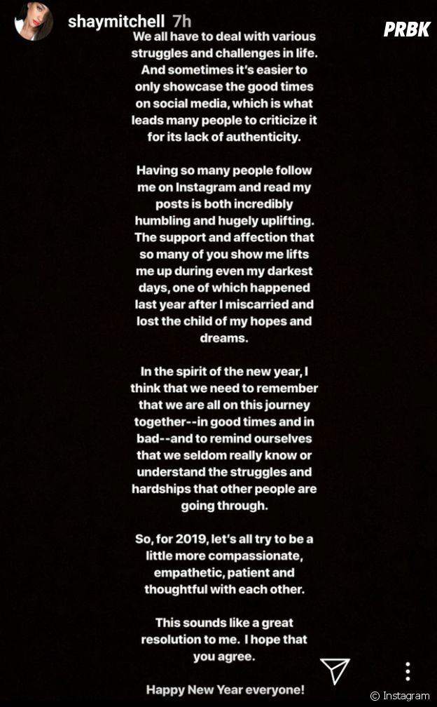 Shay Mitchell (Pretty Little Liars) : son message où elle dévoile sa fausse couche sur Instagram Stories