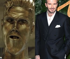 David Beckham piégé par James Corden : découvrez la vidéo hilarante du prank avec la fausse et horrible statue à l'effigie du footballeur.