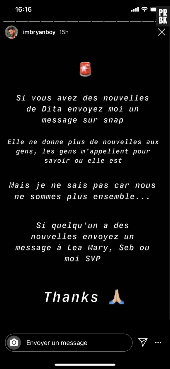 Dita (Les Princes et les princesses de l'amour 3) disparu : son ex Bryan lance un appel à l'aide