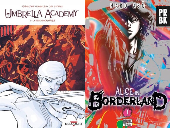Les couvertures du comics Umbrella Academy et du manga Alice in Borderland