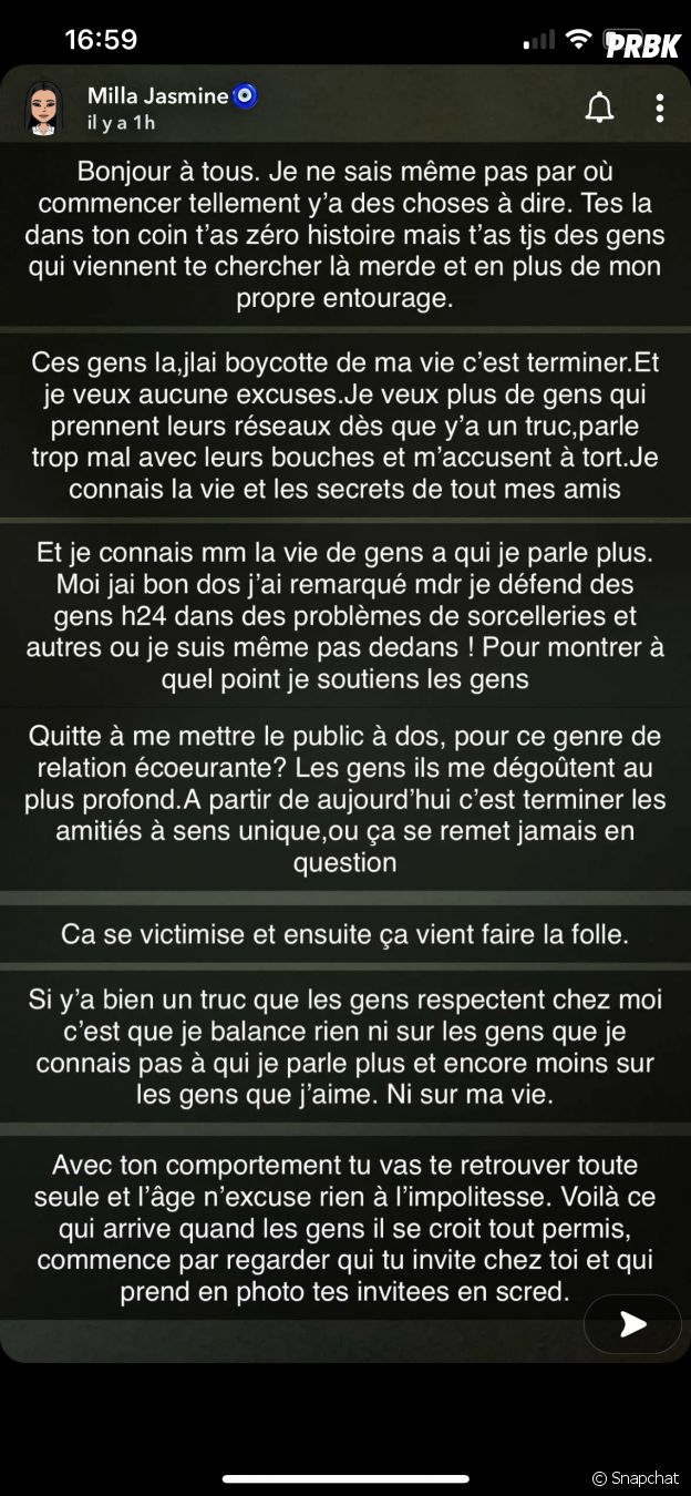 Milla Jasmine a-t-elle balancé Manon Marsault et Maëva Ghennam ? Elle réagit