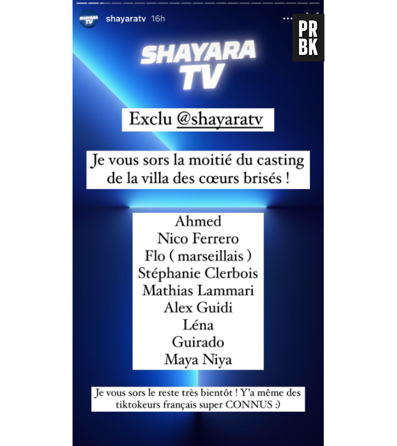 Shayara dévoile la moitié du casting de La Villa des coeurs brisés 7