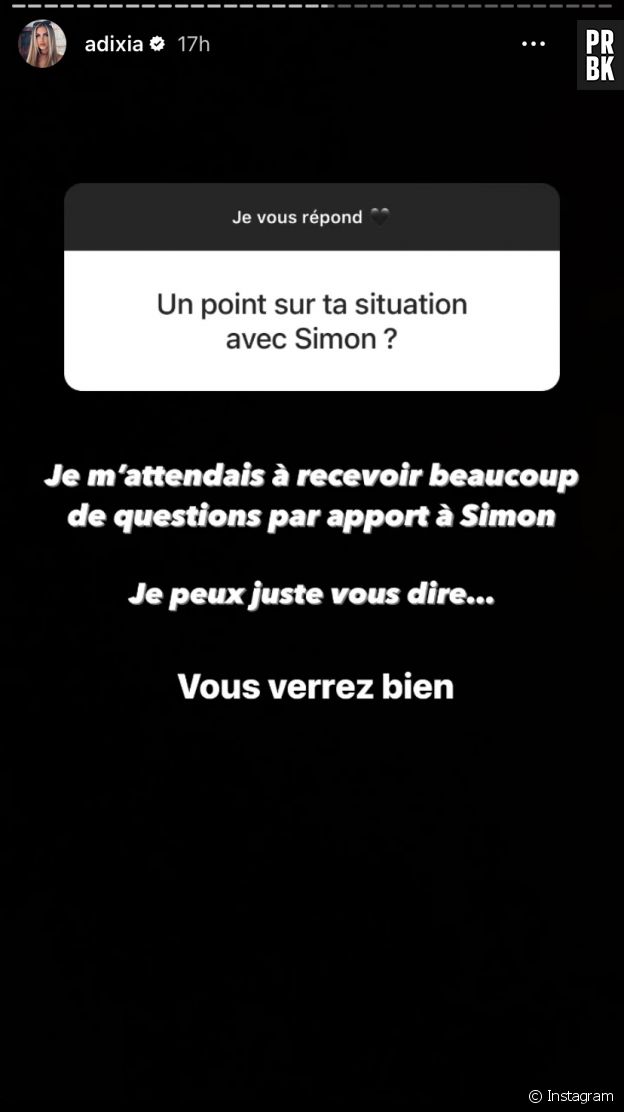 Adixia ne veut pas dire où elle en est avec Simon Castaldi.