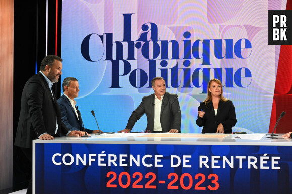 Bruce Toussaint, Marc-Olivier Fogiel, Christophe Delay et Adeline François - Conférence de rentrée 2022/2023 BFM TV à Paris le 6 septembre 2022. © Coadic Guirec/Bestimage 